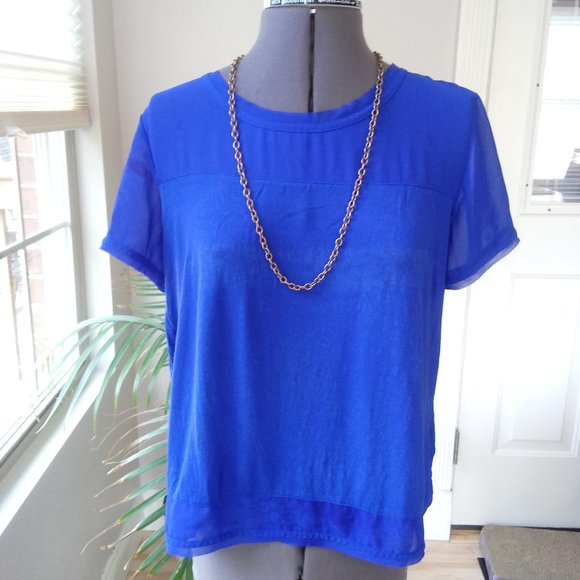 H&M Blue Blouse with Chiffon Trim - Picture 2 of 9